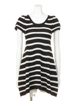 半袖ボーダーニットワンピース/オフホワイト