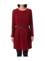 Uネックタックワンピース/ボルドー(064)