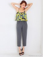 【Latina】フラワーシフォンレイヤードロンパース/ダークグレー(028)