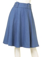 【mystic】太ベルトミモレ丈スカート/ブル−