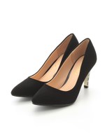 ゴールド柄ヒールパンプス/クロ