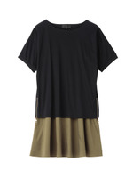 サイドジッププルオーバー+フレア切り替えワンピースセット/グレー系(512)