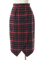 ラップチェックスカート/ネイビー