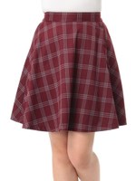 脇ボタンチェックスカート/ブラック柄