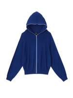 [L]ドルマン風ニットジップアップパーカ/ブルー系(091)