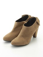 パールヒールバックリボンブーティー/ベージュ