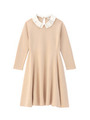 フリルカラーフレアワンピース/ベージュ(052)