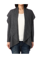 ラウンドビックカラーリブニットカーディガン/ダークブラウン(043)