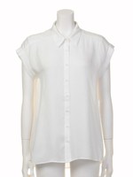 袖折り返しシャツ/ホワイト