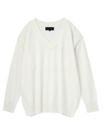 [L]レーヨンブレンド切り込みニット/ホワイト(003)