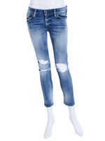 【Casual】ダメージクロップドスキニーデニム/ブルー