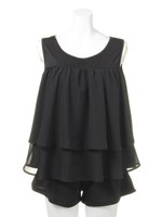 【Chille anap】フリルトップ×ショートパンツSET/BK