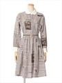 【F i.n.t】英字新聞柄シャツワンピース/GRAY