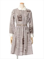 【F i.n.t】英字新聞柄シャツワンピース/GRAY