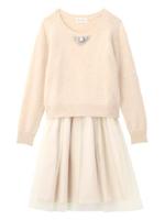 ◆ビジュー使いニットセットワンピース/ナチュラル(050)