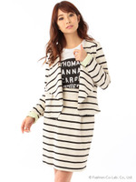 インレータイトボーダースカート/オフホワイト