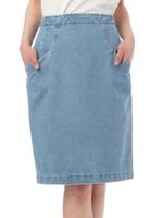 ウォッシュ加工デニムタイトスカート/サックス(090)