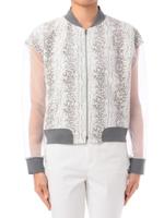 スネーク×オーガンジー切り替えジャケット/アイボリー(404)