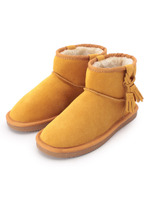 タッセルムートン調ショートブーツ/ベージュ系(052)