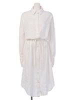 ドビー×レースシャツワンピース/ホワイト