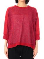 ネップボーダー切り替えプルオーバーニット/グレー系(011)