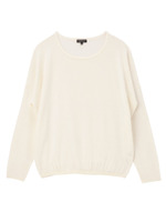 ラウンドネックドロップショルダーニット/ホワイト(002)