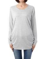 ラメボーダーサイドギャザープルオーバー/ベージュ系(353)