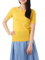 リネンコットン半袖ニット/イエロー(032)