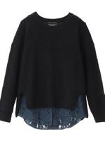 レースタンク付カシミヤ混リブニット/ブラック(019)