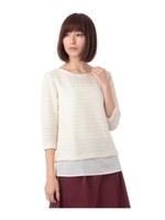 ツイード風ニット+シフォンタンクトップSET/キャメル(141)