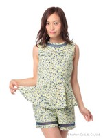 ネオンペプラムロンパース/イエロー