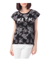 バックシャンシフォンフラワーカットソー/ブラック(519)