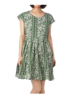 フラワー柄プリントフレアワンピース/ダークグリーン(123)