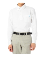 ミニフラワー柄切り替え長袖ポロシャツ/ホワイト(201)