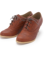 メダリオンウェッジソールシューズ/ブラック(019)