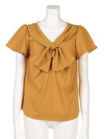 リボン風フレア袖トップス/マスタード