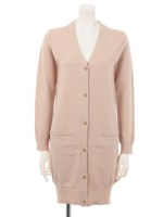 レーヨン混Vネックロングカーデ/ベージュ