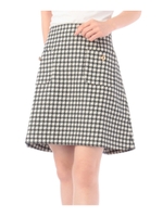 千鳥格子柄ジャカードAラインスカート/ボルドー(664)