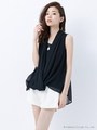 楊柳カシュクールノースリ/TOPS/クロ