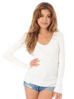 Vネックニットトップス/WHITE