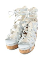 【LIZ LISA】レースアップフラワーサンダル/ブルー