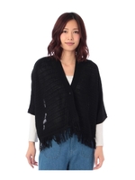 ケーブルポンチョ風カーディガン/ブラック(019)