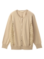 サイドレース切替カーディガン/ブラック(019)