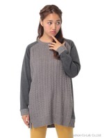 スウェット×ケーブルチュニック/Light Gray Mixture