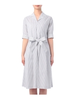 ストライプシャツ風ワンピース/ブルー(392)