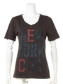 ニューヨークシティーVネックTシャツ/Black wash