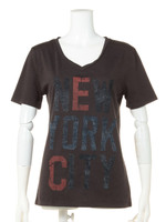 ニューヨークシティーVネックTシャツ/Black wash
