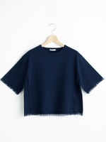 ミラノリブフリンジニット/ベージュ