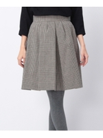 リネン混チェックスカート/ベージュ(252)