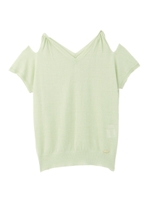 リネン混肩あきエアリーニット/ライトグリーン(021)